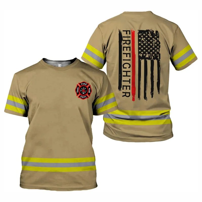 Firefighter Graphic T Shirt For Men Clothing Fashion 3D Printed Short Sleeves Tops Summer Street T-shirt Oversized Tee Shirts - Image 5