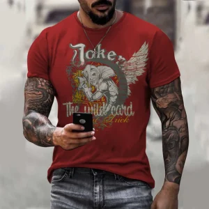 Men's Eagle Print T-Shirt Summer Daily Loose Short Sleeve Male Tops Casual Tees Unisex Clothing Apparel