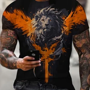 Tiger Printing Men's T-Shirt Summer Outdoor Men's Short Sleeve Tee Fashion Round Neck Men's Tops Trendy Oversized Men's Clothing